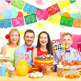 Papel Picado Banner, Mexican Fiesta Garland, Colorful Plastic Panels (4 Packs)