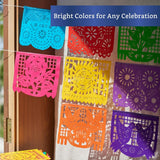 Authentic Mexican Papel Picado Banner Set, 5 Pack, Colorful Party Decorations (92ft Total)
