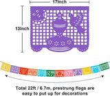 Mexican Papel Picado Banner 132FT 6 Pack, Waterproof Fiesta Garland, Colorful Banderas Party Decorations