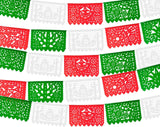 Red Green White Papel Picado Banner 3 Pack, Mexican Independence Day Tricolor Fiesta Decorations