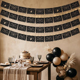 Mexican Papel Picado Banner 4 Pack, Black Fiesta Garland, Cielito Lindo Decor