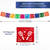 Mini Papel Picado Banner, Mexican Fiesta Decorations, Plastic Flags (2 Pack)