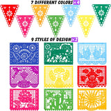 Felt Fiesta Banner 4 Pack, Colorful Mexican Papel Picado Garland, Party Decor