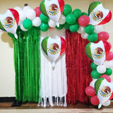 10PCS Mexican Flag Heart Foil Balloons, Fiesta Party Decor