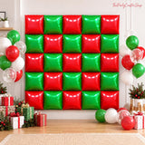 25PCS Mexican Independence Day Square Foil Balloons, Red Green Metallic Garland Kit