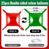 25PCS Mexican Independence Day Square Foil Balloons, Red Green Metallic Garland Kit