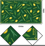 Sukkot Tablecloth, Etrog Lulav Design, 60x104 Inch Polyester Cover