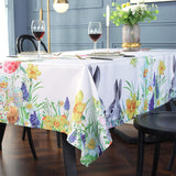 Easter Floral Tablecloth, 60x102 Inch, Wrinkle-Free Polyester Party Decor