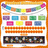 Mexican Fiesta Party Decor Set: Papel Picado Banners, Marigold Garland, Linen Table Runner