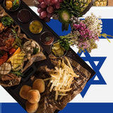 Israel Flag Tablecloth, 60x80 Inch Polyester Runner, Jewish Celebration Decor