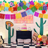 Mexican Felt Papel Picado Banner Set, Colorful Fiesta Garland (4 Pack)