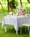 White Rectangle Tablecloth, 52x70 Inch, Wrinkle-Free Polyester Cover (Wedding, Party)