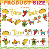 Mexican Fiesta Taco Bar Banner Set, Cactus Donkey Maraca Sombrero Garland (2 Pack)