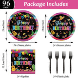 Mexican Fiesta Birthday Tableware Set, 96-Piece Party Supplies (24 Guests)