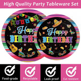 Mexican Fiesta Birthday Tableware Set, 96-Piece Party Supplies (24 Guests)