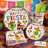 Mexican Fiesta Tableware Set, 140-Piece Party Supplies (20 Guests)
