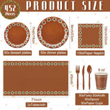 Mexican Fiesta Tableware Set 452PCS, Plates Napkins Cups Tablecloth for 50 Guests