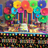 Mexican Fiesta Tablecloth Set, 4-Pack Taco Party Decor (86x51 Inch)