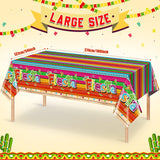 Mexican Fiesta Tablecloth 3PCS, 54x108 Inch Plastic Table Covers, Taco Night Birthday Party Decorations