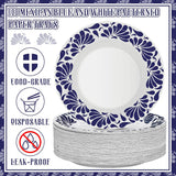 Blue White Talavera Paper Plates, 9 Inch Mexican Wedding Party Tableware (100PCS)