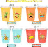 Mexican Fiesta Plastic Cups, 120pcs 16oz Disposable Drinkware (4 Styles)
