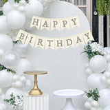 Sage Green Burlap Birthday Banner, Rustic Party Backdrop (Pre-Strung)