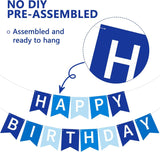 Navy Blue Happy Birthday Banner, Pre-Strung Party Garland, Cardstock Decorations