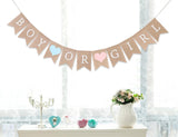 Handmade Burlap Gender Reveal Banner, Rustic Baby Shower Garland (80 Inch)