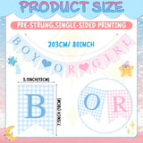 Boy or Girl Gender Reveal Banner, Blue Pink Gingham Baby Shower Decor