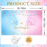 Gender Reveal Banner, Coquette Bow Backdrop, Blue Pink Party Decor (6x3.6FT)