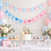 Boy or Girl Baby Shower Banner, Blue Pink Gingham Bodysuit Garland (Pre-Strung)