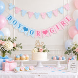 Boy or Girl Baby Shower Banner, Blue Pink Gingham Bodysuit Garland (Pre-Strung)