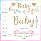 Boho Gender Reveal Party Set, Pink Blue Balloons, Moon Star Garland, Tassels Lanterns