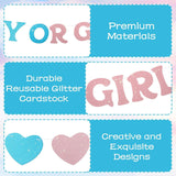 Glitter Pink Blue Boy or Girl Banner, Sparkle Baby Shower Backdrop (Cardboard)