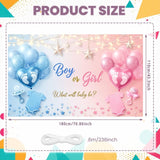 Boy or Girl Gender Reveal Backdrop, Blue Pink Baby Banner (70.8x43.3 Inch)