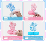 Gender Reveal Honeycomb Centerpieces, Baby Shower Table Decorations (12 Pieces)