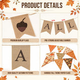 Happy Fall Burlap Banner Set, Rustic Autumn Garland, Pre-Strung Bunting (2 Pack)