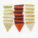 Fall Felt Pennant Banner, Brown Orange Gold Beige Triangle Bunting, Autumn Garland (24ft)