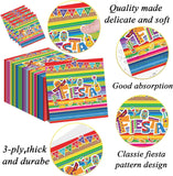 Mexican Fiesta Napkins 50PCS, Colorful Stripe Paper Napkins, Taco Birthday Wedding Party Table Decor