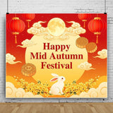 Mid Autumn Festival Backdrop, Moon, Lanterns, Mooncakes, Rabbit (10x8FT Vinyl)