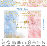 7x5FT Gender Reveal Backdrop, Watercolor Rose Gold Navy Baby Shower Photo Background