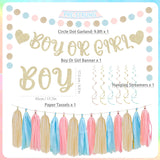 Boho Gender Reveal Party Set, Pink Blue Champagne Baby Shower Decorations