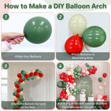 167-Piece Mexican Independence Day Balloon Arch Kit, Sage Green Pink Red Ivory Fiesta Decorations