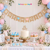 Reusable Burlap Gender Reveal Banner, Rustic Baby Shower Decor (280cm)