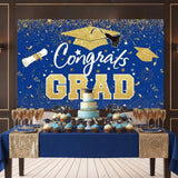 Blue Gold Graduation Banner, Class of 2026 Party Backdrop (70.87x43.3 Inch)