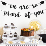 2026 Graduation Banner, Black Glitter Congrats Sign, Class of 2026 Party Decor