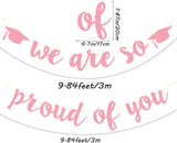 Rose Gold Glitter Graduation Banner, Class of 2026 Party Decor (Pre-assembled)
