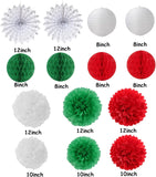 Mexican Independence Day Paper Decorations, Red Green White Festive Kit (14PCS)