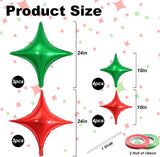 Mexican Independence Day Star Balloons, Red Green Foil Party Decorations (14PCS)