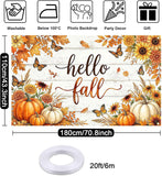 Hello Fall Pumpkin Patch Backdrop, Autumn Harvest Photography Background (6x3.6FT)